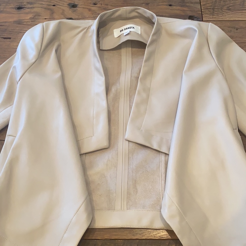 Cream Leather Jacket - Picture 2 of 7
